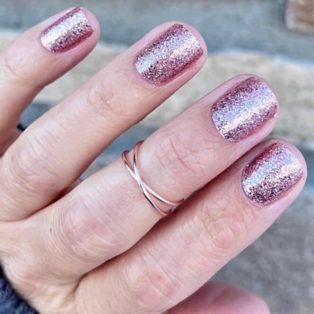 *Retired* Color Street: Social Butterfly | Rose Gold Glitter Pink Metallic Party - Picture 2 of 16